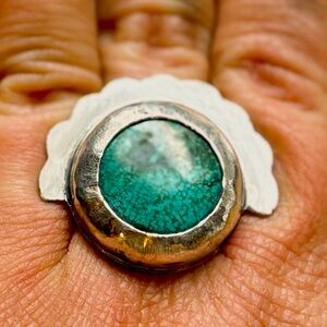 Brand new silver ring with turquoise